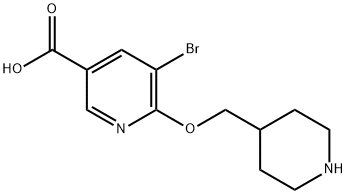 5-bromo-6-(piperidin-4-ylmethoxy)nicotinic acid Structure