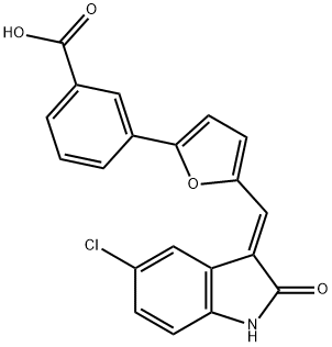 (Z)-3-(5-((5-chloro-2-oxoindolin-3-ylidene)Methyl)furan-2-yl)benzoic acid Structure