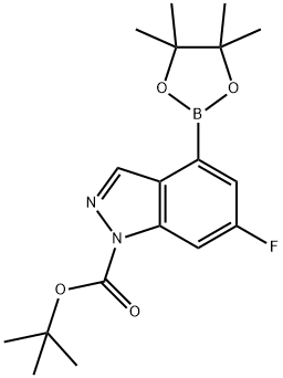 tert-butyl 6-fluoro-4-(4,4,5,5-tetramethyl-1,3,2-dioxaborolan-2-yl)-1H-indazole-1-carboxylate Structure