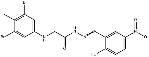 Glycine, N-(3,5-dibroMo-4-Methylphenyl)-, 2-[(2-hydroxy-5-nitrophenyl)Methylene]hydrazide Structure