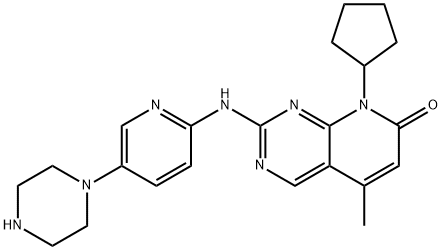 Pyrido[2,3-d]pyriMidin-7(8H)-one, 8-cyclopentyl-5-Methyl-2-[[5-(1-piperazinyl)-2-pyridinyl]aMino]- Structure