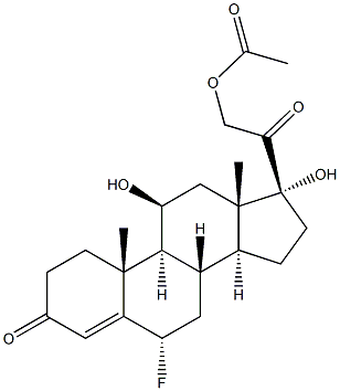 Pregn-4-ene-3,20-dione,21-(acetyloxy)-6-fluoro-11,17-dihydroxy-, (6a,11b)- (9CI) Structure