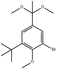 Benzene, 1-bromo-5-(1,1-dimethoxyethyl)-3-(1,1-dimethylethyl)-2-methoxy- Structure