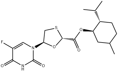 (2R,5S)-5-(5-Fluoro-3,4-dihydro-2,4-dioxo-1(2H)-pyrimidinyl)-1,3-oxathiolane-2-carboxylic acid (1R,2S,5R)-5-methyl-2-(1-methylethyl)cyclohexyl ester Structure
