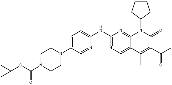 tert-butyl 4-(6-((6-acetyl-8-cyclopentyl-5-methyl-7-oxo-7,8-dihydropyrido[2,3-d]pyrimidin-2-yl)amino)pyridin-3-yl)piperazine-1-carboxylate Structure