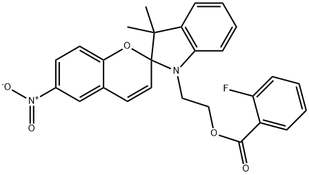 2-(3',3'-dimethyl-6-nitro-2',3'-dihydrospiro[2H-chromene-2,2'-(1'H)-indole]-1'-yl)ethyl 2-fluorobenzoate Structure