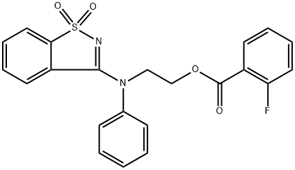 2-[(1,1-dioxido-1,2-benzisothiazol-3-yl)anilino]ethyl 2-fluorobenzoate Structure