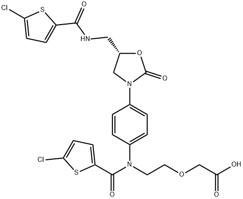 (S)-2-(2-(5-chloro-N-(4-(5-((5-chlorothiophene-2-carboxamido)methyl)-2-oxooxazolidin-3-yl)phenyl)thiophene-2-carboxamido)ethoxy)acetic acid Structure
