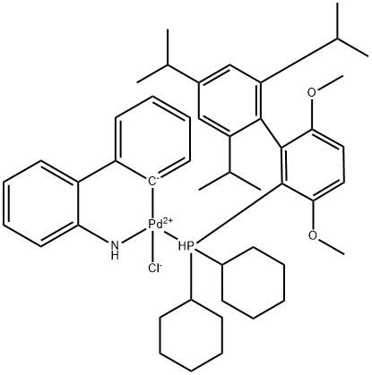 Chloro(2-dicyclohexylphosphino-3,6-diMethoxy-2',4',6'-tri-i-propyl-1,1'-biphenyl)(2'-aMino-1,1'-biphenyl-2-yl)palladiuM(II), Min. 98% [BrettPhos Palladacycle] Structure