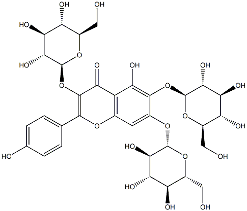 6-Hydroxykaempferol-3,6,7-triglucoside Structure