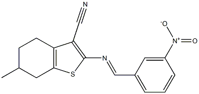 2-({3-nitrobenzylidene}amino)-6-methyl-4,5,6,7-tetrahydro-1-benzothiophene-3-carbonitrile Structure