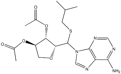 1-C-(6-Amino-9H-purin-9-yl)-2,5-anhydro-1-S-isobutyl-1-thio-D-xylitol 3,4-diacetate Structure