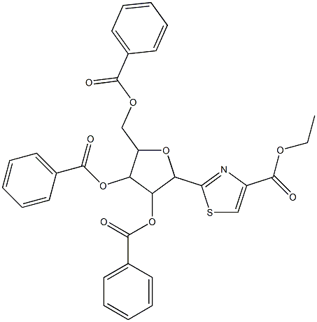 2-(2,3,5-Tri-O-benzoyl-β-D-ribofuranosyl)-4-thiazolecarboxylic Acid Ethyl Ester Structure