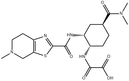 2-(((1S,2R,4S)-4-(dimethylcarbamoyl)-2-(5-methyl-4,5,6,7-tetrahydrothiazolo[5,4-c]pyridine-2-carboxamido)cyclohexyl)amino)-2-oxoacetic acid Structure