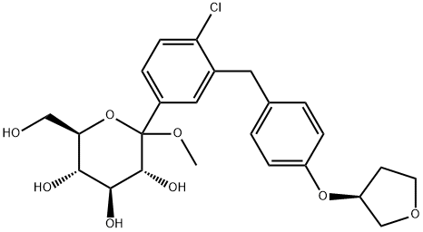 (3R,4S,5S,6R)-2-[4-chloro-3-[[4-[(3S)-oxolan-3-yl]oxyphenyl]methyl]phenyl]-6-(hydroxymethyl)-2-methoxyoxane-3,4,5-triol Structure