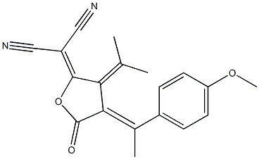 (E)-2-(4-(1-(4-METHOXYPHENYL)ETHYLIDENE)-5-OXO-3-(PROPAN-2-YLIDENE)DIHYDROFURAN-2(3H)-YLIDENE)MALONONITRILE Structure