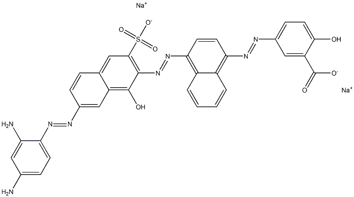 Benzoic acid, 5-[[4-[[7-[(2,4-diaminophenyl)azo]-1-hydroxy-3-sulfo-2-naphthalenyl]azo]-1-naphthalenyl]azo]-2-hydroxy-, disodium salt Structure