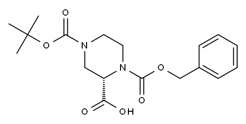 (S)-1,2,4-Piperazinetricarboxylic acid, 4-(1,1-dimethylethyl) 1-(phenylmethyl) ester Structure