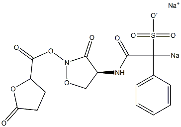 2-[[(4S)-4-[[Phenyl-sodiosulfoacetyl]amino]-3-oxotetrahydroisoxazol]-2-yl]-5-oxotetrahydrofuran-2-carboxylic acid sodium salt Structure