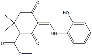 methyl 5-[(2-hydroxyanilino)methylene]-2,2-dimethyl-4,6-dioxocyclohexanecarboxylate Structure