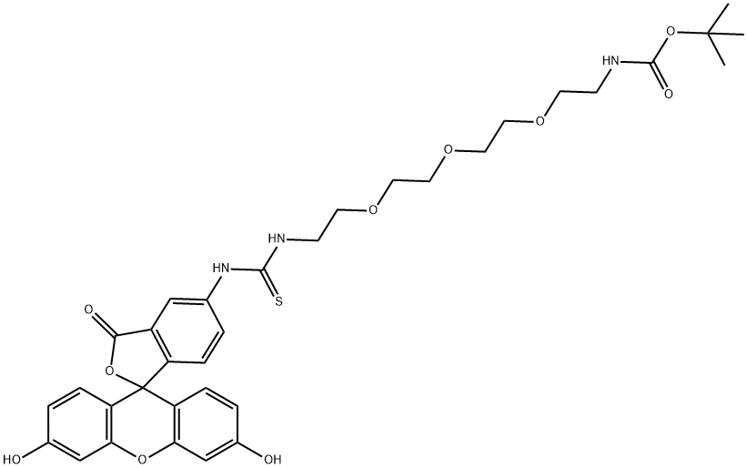 Fluorescein-PEG3-(N-Boc)-Amine Structure