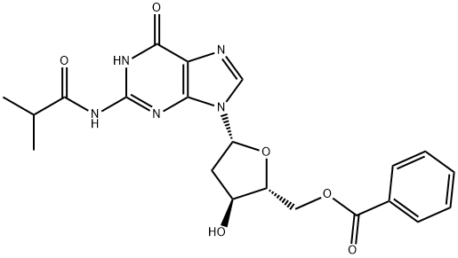Guanosine, 2'-deoxy-N-(2-methyl-1-oxopropyl)-, 5'-benzoate Structure