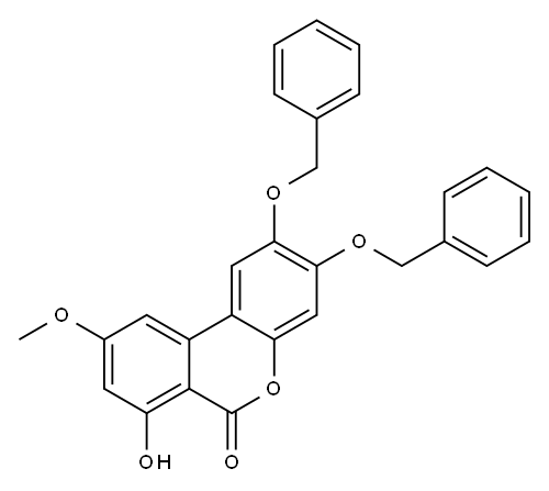 6H-Dibenzo[b,d]pyran-6-one, 7-hydroxy-9-methoxy-2,3-bis(phenylmethoxy)- Structure