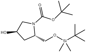(2S,4R)-tert-butyl 2-(((tert-butyldimethylsilyl)oxy)methyl)-4-hydroxypyrrolidine-1-carboxylate Structure