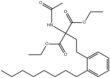 Propanedioic acid, 2-(acetylamino)-2-[2-(2-octylphenyl)ethyl]-, 1,3-diethyl ester Structure