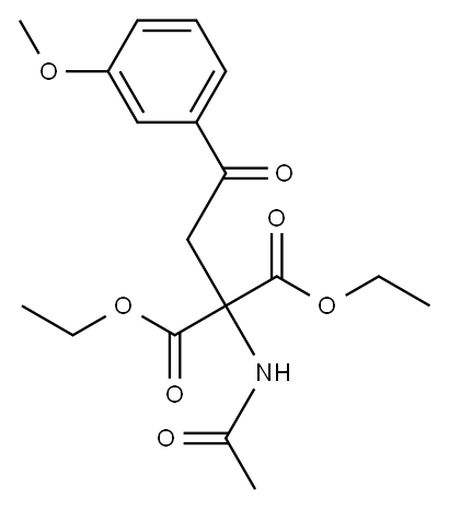 Propanedioic acid, 2-(acetylamino)-2-[2-(3-methoxyphenyl)-2-oxoethyl]-, 1,3-diethyl ester Structure