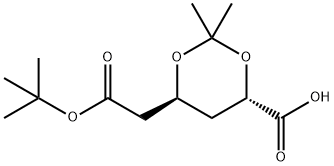 (4S,6R)-6-(2-(tert-butoxy)-2-oxoethyl)-2,2-dimethyl-1,3-dioxane-4-carboxylic acid Structure
