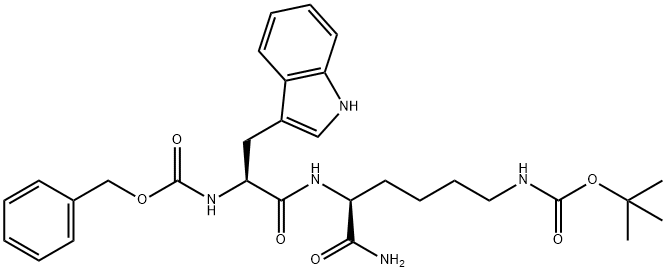tert-butyl N-[(5S)-6-amino-5-[[(2S)-3-(1H-indol-3-yl)-2-(phenylmethoxycarbonylamino)propanoyl]amino]-6-oxohexyl]carbamate Structure