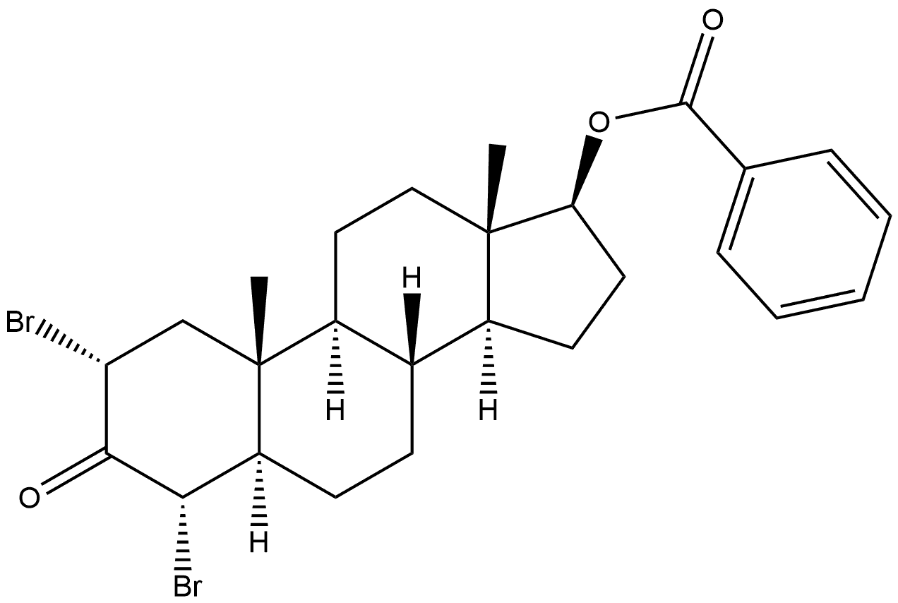 5α-Androstan-3-one, 2α,4α-dibromo-17β-hydroxy-, benzoate (6CI) Structure