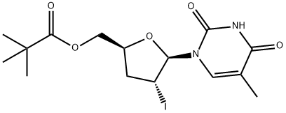 Uridine, 2',3'-dideoxy-2'-iodo-5-methyl-, 5'-(2,2-dimethylpropanoate) Structure