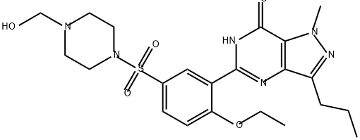 7H-Pyrazolo[4,3-d]pyrimidin-7-one, 5-[2-ethoxy-5-[[4-(hydroxymethyl)-1-piperazinyl]sulfonyl]phenyl]-1,6-dihydro-1-methyl-3-propyl- Structure