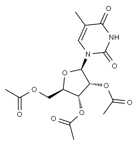 Uridine, 5-methyl-, 2',3',5'-triacetate Structure