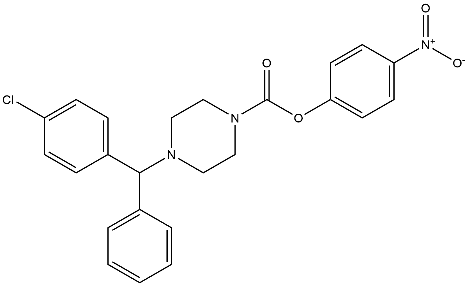 1-Piperazinecarboxylic acid, 4-[(4-chlorophenyl)phenylmethyl]-, 4-nitrophenyl ester Structure