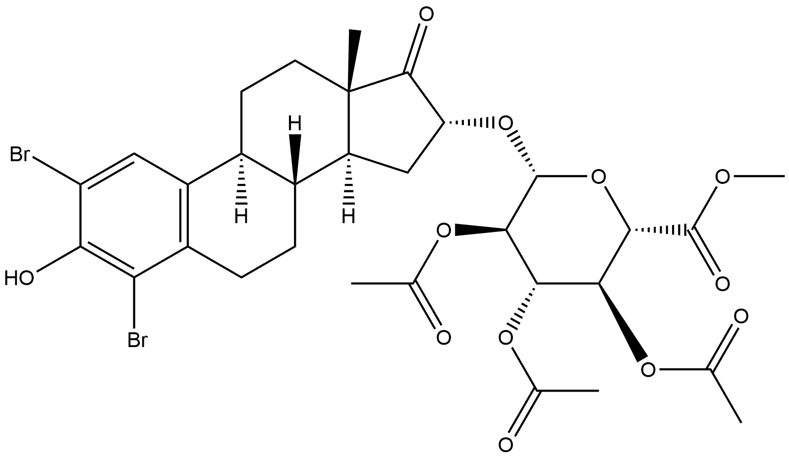 2,4-Dibromo-β-D-Glucopyranosiduronic Acid Estrane Derivative Structure
