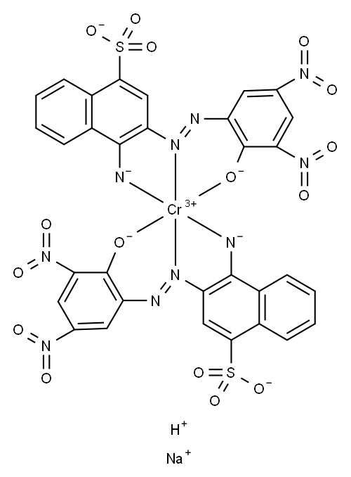 disodium hydrogen bis[4-amino-3-[(2-hydroxy-3,5-dinitrophenyl)azo]naphthalene-1-sulphonato(3-)]chromate(3-) Structure