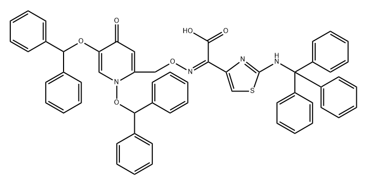 4-Thiazoleacetic acid, α-[[[1,5-bis(diphenylmethoxy)-1,4-dihydro-4-oxo-2-pyridinyl]methoxy]imino]-2-[(triphenylmethyl)amino]-, (αZ)- Structure