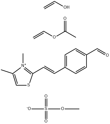 Reaction products of: poly(vinyl acetate), partially hydrolyzed, with (E)-2-(4-formylstyryl)-3,4-dimethylthiazoliummethyl sulfate Structure