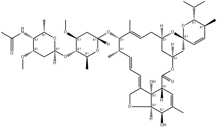 Avermectin A1a, 4-(acetylamino)-5-O-demethyl-25-de(1-methylpropyl)-4-deoxy-25-(1-methylethyl)-, (4R)- Structure
