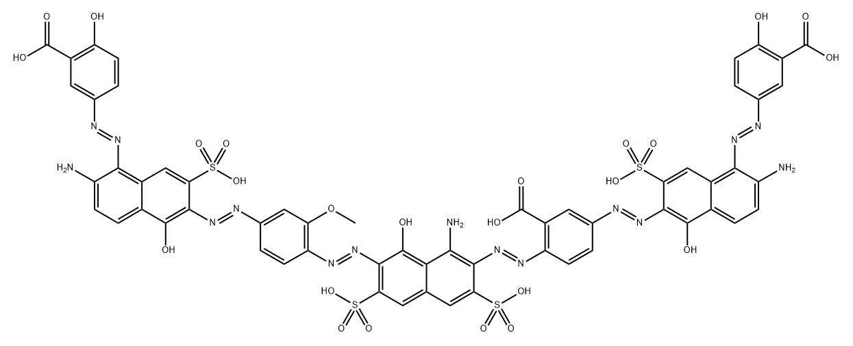 Benzoic acid, 2-[[1-amino-7-[[4-[[6-amino-5-[(3-carboxy-4-hydroxyphenyl)azo]-1-hydroxy-3-sulfo-2-naphthalenyl]azo]-2-methoxyphenyl]azo]-8-hydroxy-3,6-disulfo-2-naphthalenyl]azo]-5-[[6-amino-5-[(3-carboxy-4-hydroxyphenyl)azo]-1-hydroxy-3-sul Structure