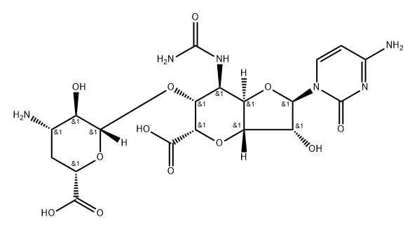 5-Carbamoylamino-6-O-(3-amino-3,4-dideoxy-β-D-xylo-hexopyranuronosyl)-1-(4-amino-1,2-dihydro-2-oxopyrimidin-1-yl)-3,7-anhydro-1,5-dideoxy-β-D-threo-D-allo-octofuranuronic acid Structure