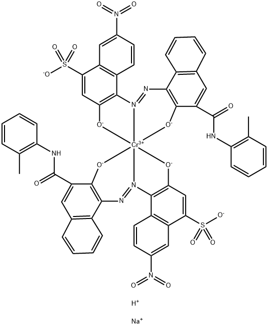 Chromate(3-), bis[3-(hydroxy-κO)-4-[[2-(hydroxy-κO)-3-[[(2-methylphenyl)amino]carbonyl]-1-naphthalenyl]azo-κN1]-7-nitro-1-naphthalenesulfonato(3-)]-, disodium hydrogen Structure