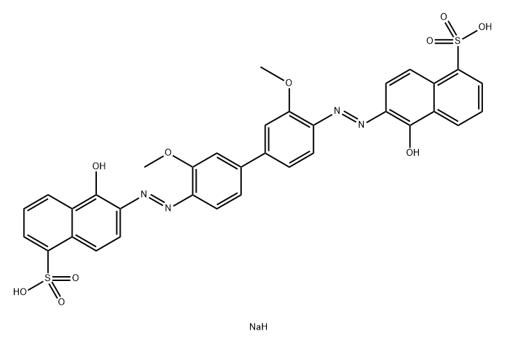 1-Naphthalenesulfonic acid, 6,6'-[(3,3'-dimethoxy[1,1'-biphenyl]-4,4'-diyl)bis(azo)]bis[5-hydroxy-, disodium salt Structure