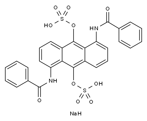 disodium 1,5-dibenzamidoanthracene-9,10-diyl bis(sulphate) Structure