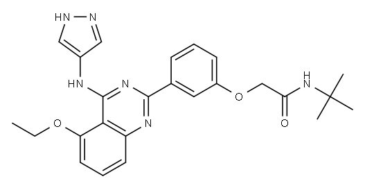 N-tert-butyl-2-[3-[5-ethoxy-4-(1H-pyrazol-4-ylamino)quinazolin-2-yl]phenoxy]acetamide Structure