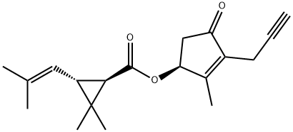 :(S)-2-Methyl-3-(2-propynyl)-4-oxocyclopent-2-enyl-(lR)-cis,trans-2,2-dimethyl-3-(2-methyl-1-propenyl)cyclopropanecarboxylate Structure