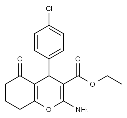 ethyl 2-amino-4-(4-chlorophenyl)-5-oxo-5,6,7,8-tetrahydro-4H-chromene-3-carboxylate Structure